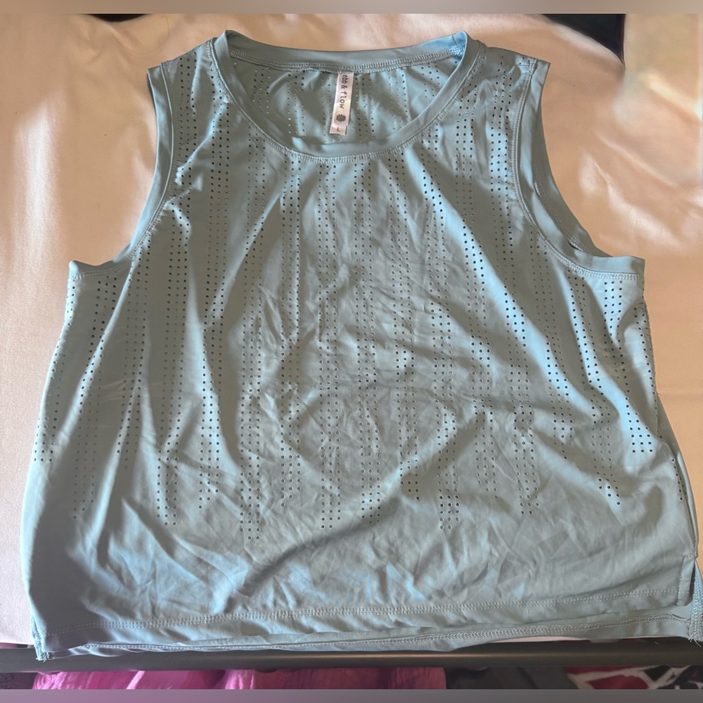 EBB & FLOW" WOMEN'S BLUE SLEEVELESS ACTIVEWEAR TOP (L)